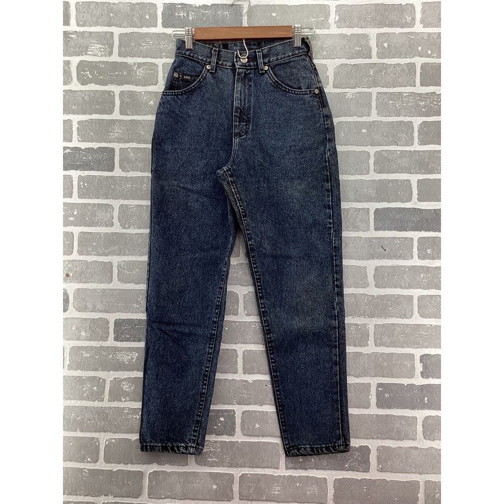Vintage Lee High Waisted Mom Jeans Acid Wash Tapered Leg Petite 4 Made in USA